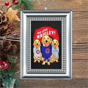 Chicago Cubs We Love Wrigley Golden Retriever Dogs‎ Christmas Tree Ornament